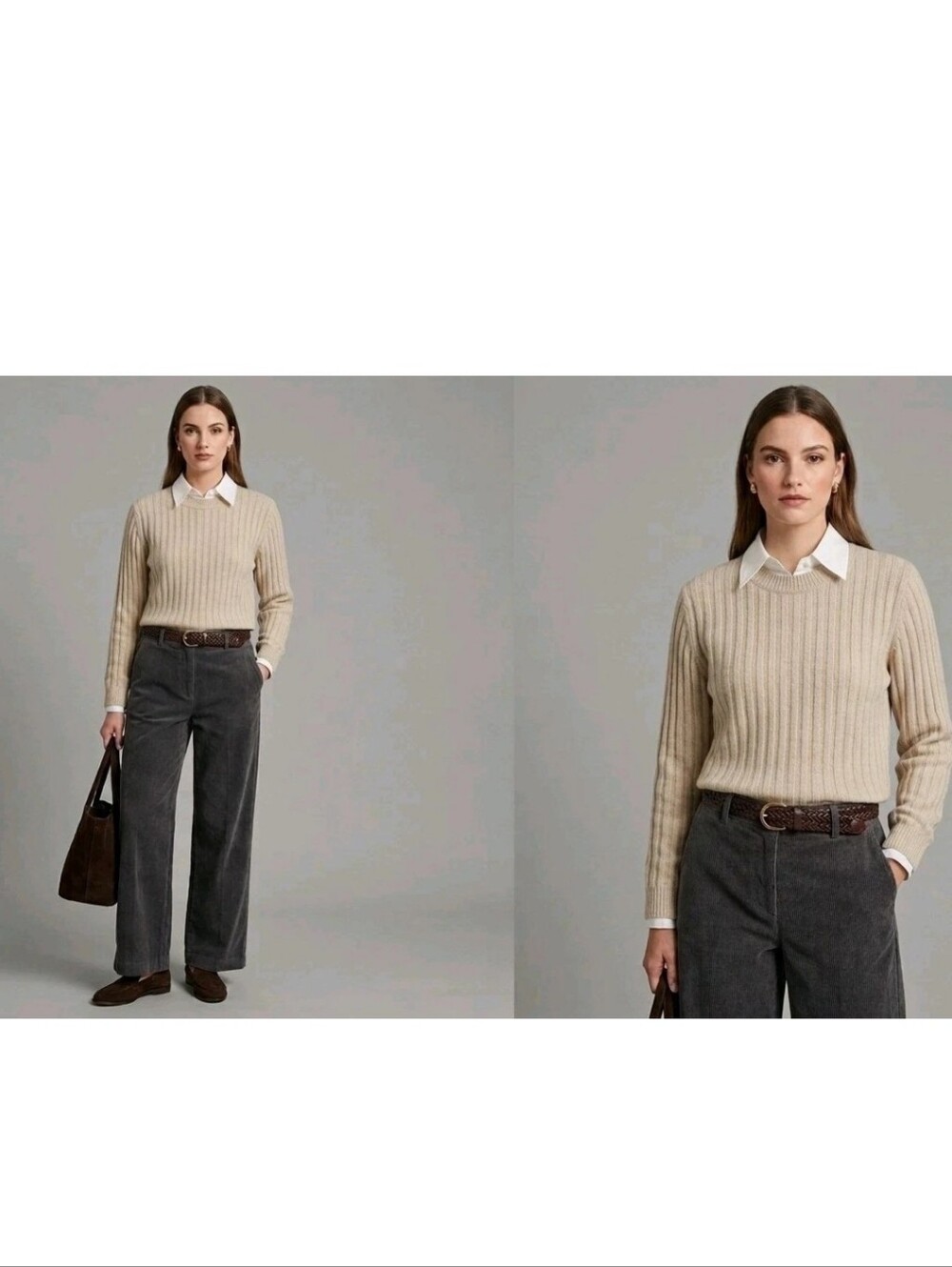 TWP Trish Wescoat Pound Boy Crewneck Cream Ribbed Cashmere Sweater! S Excellent